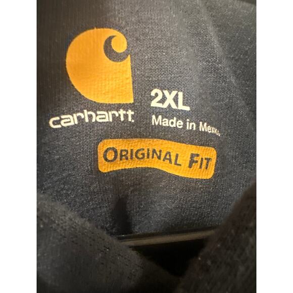 Carhartt Navy pullover hoodie with camo 2XL loose fit RARE VGUC men’s - Picture 7 of 8